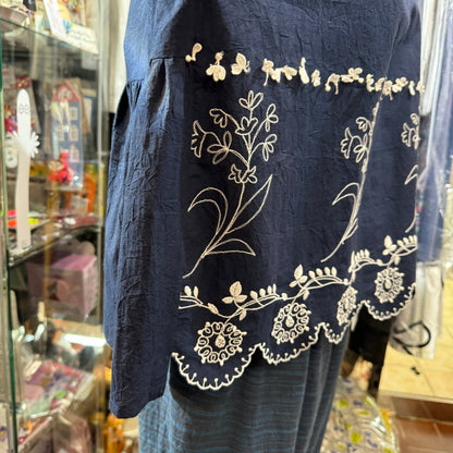 EXTRA30- Haupia Navy Embroidery Top, made in Japan