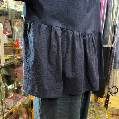 EXTRA30- Haupia Navy Embroidery Top, made in Japan