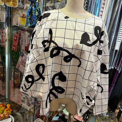 EXTRA30- Frankygrow White Printed Top, Size F2, made in Japan