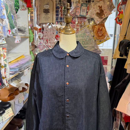 Ouvert Round Collar Denim Shirt, made in Japan
