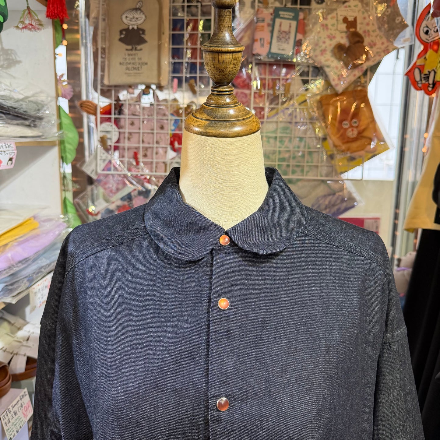 Ouvert Round Collar Denim Shirt, made in Japan