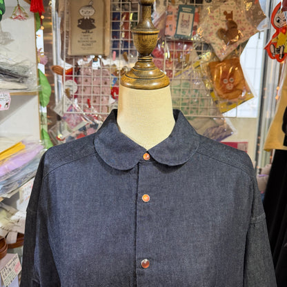 Ouvert Round Collar Denim Shirt, made in Japan
