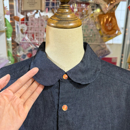 Ouvert Round Collar Denim Shirt, made in Japan