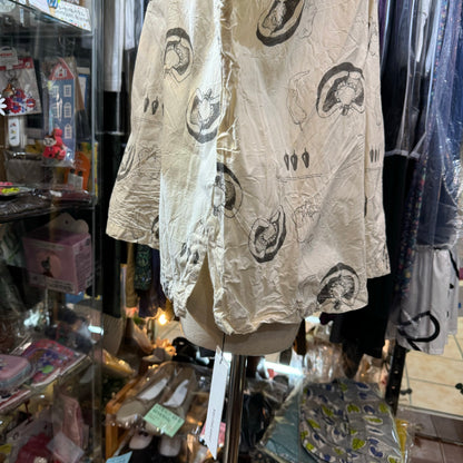 Veritecoeur Original Vegetable Prints Round Collar Ivory 2Way Shirt, made in Japan