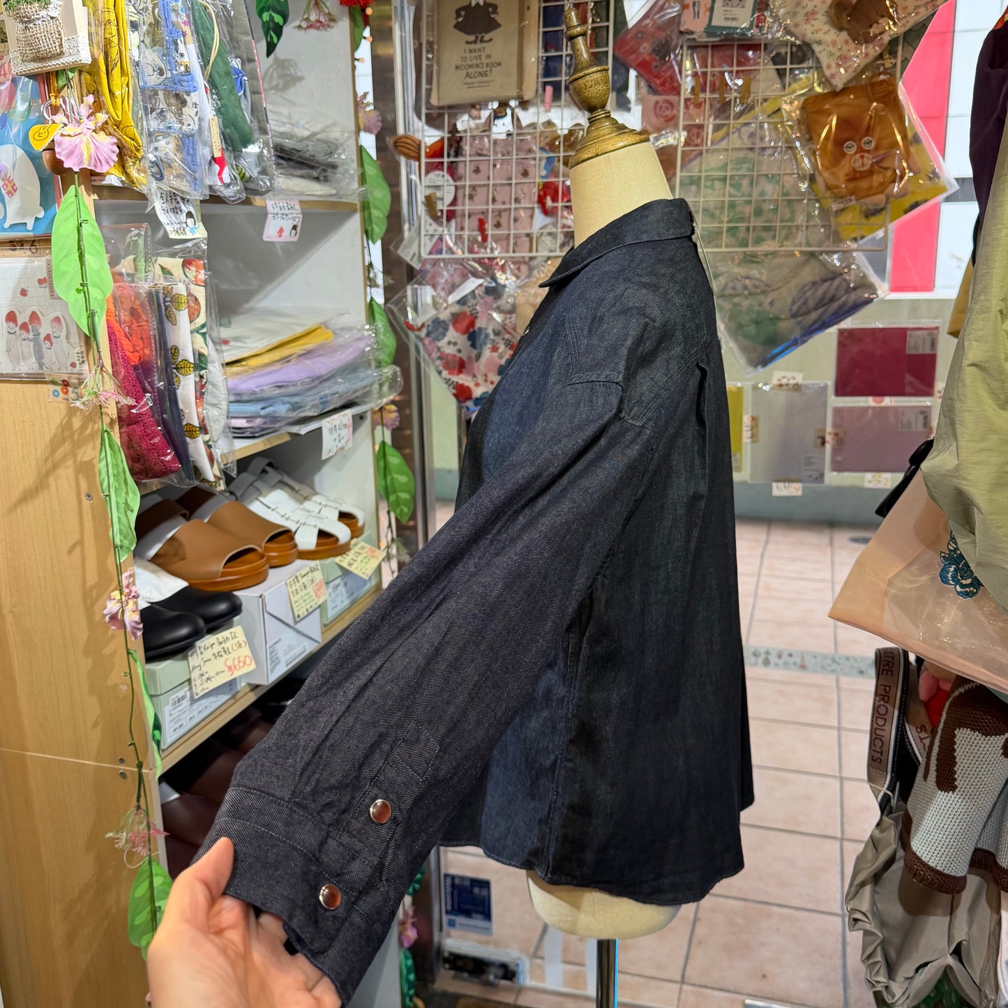 Ouvert Round Collar Denim Shirt, made in Japan