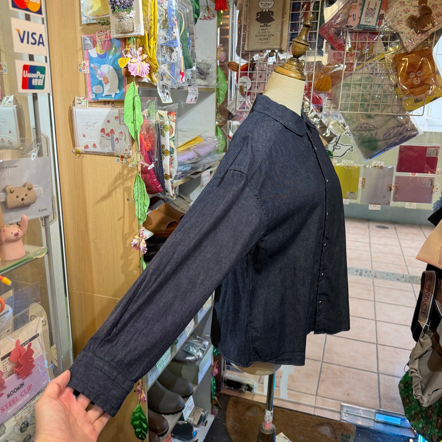 Ouvert Round Collar Denim Shirt, made in Japan