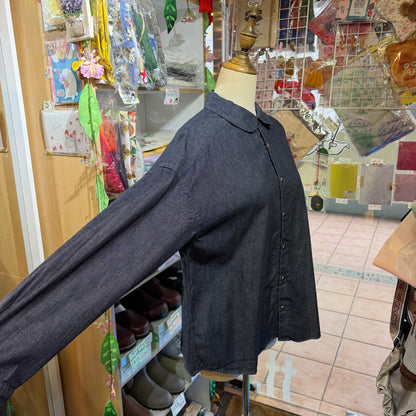 Ouvert Round Collar Denim Shirt, made in Japan