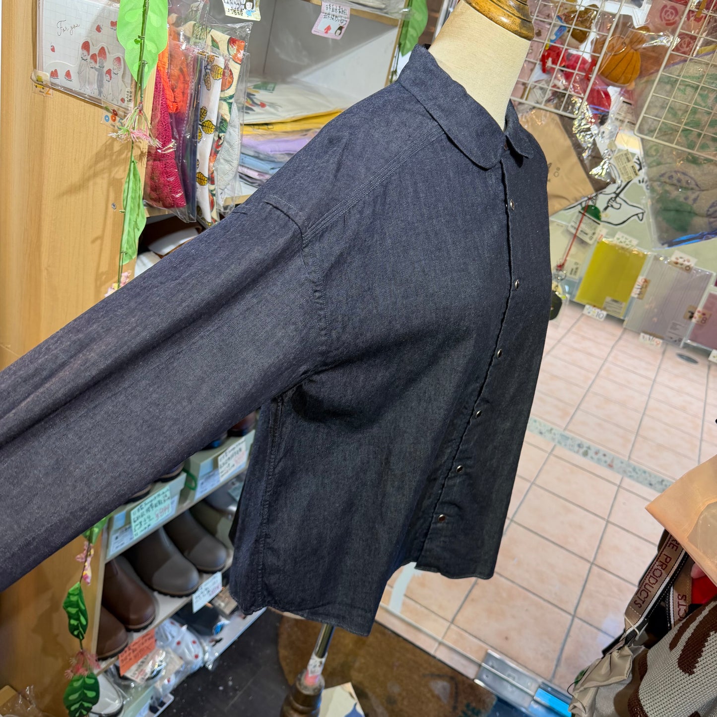 Ouvert Round Collar Denim Shirt, made in Japan