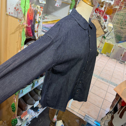 Ouvert Round Collar Denim Shirt, made in Japan