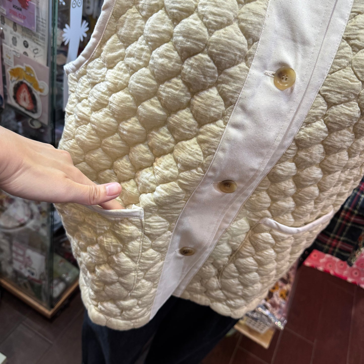 EXTRA30- Nachukara Ivory Vest Top, Outer, made in Japan