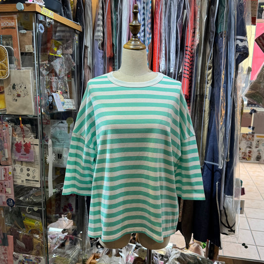 Sale- Diaries Mint Striped T-shirt, made in Japan