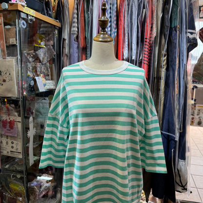 EXTRA30- Diaries Mint Striped T-shirt, made in Japan