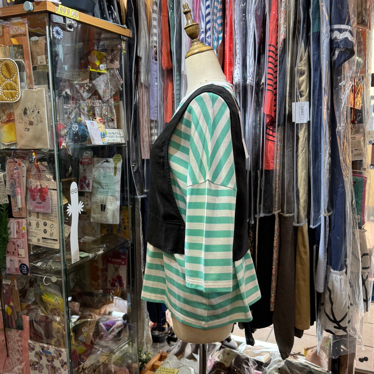 Sale- Diaries Mint Striped T-shirt, made in Japan