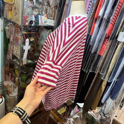Nouvelles du Paradis Plum Striped Top, made in Japan