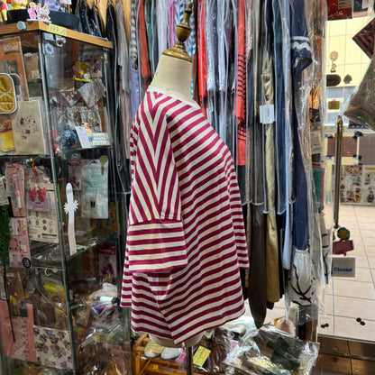 Nouvelles du Paradis Plum Striped Top, made in Japan