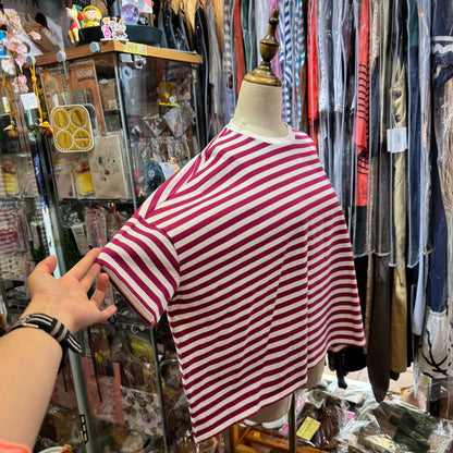 Nouvelles du Paradis Plum Striped Top, made in Japan