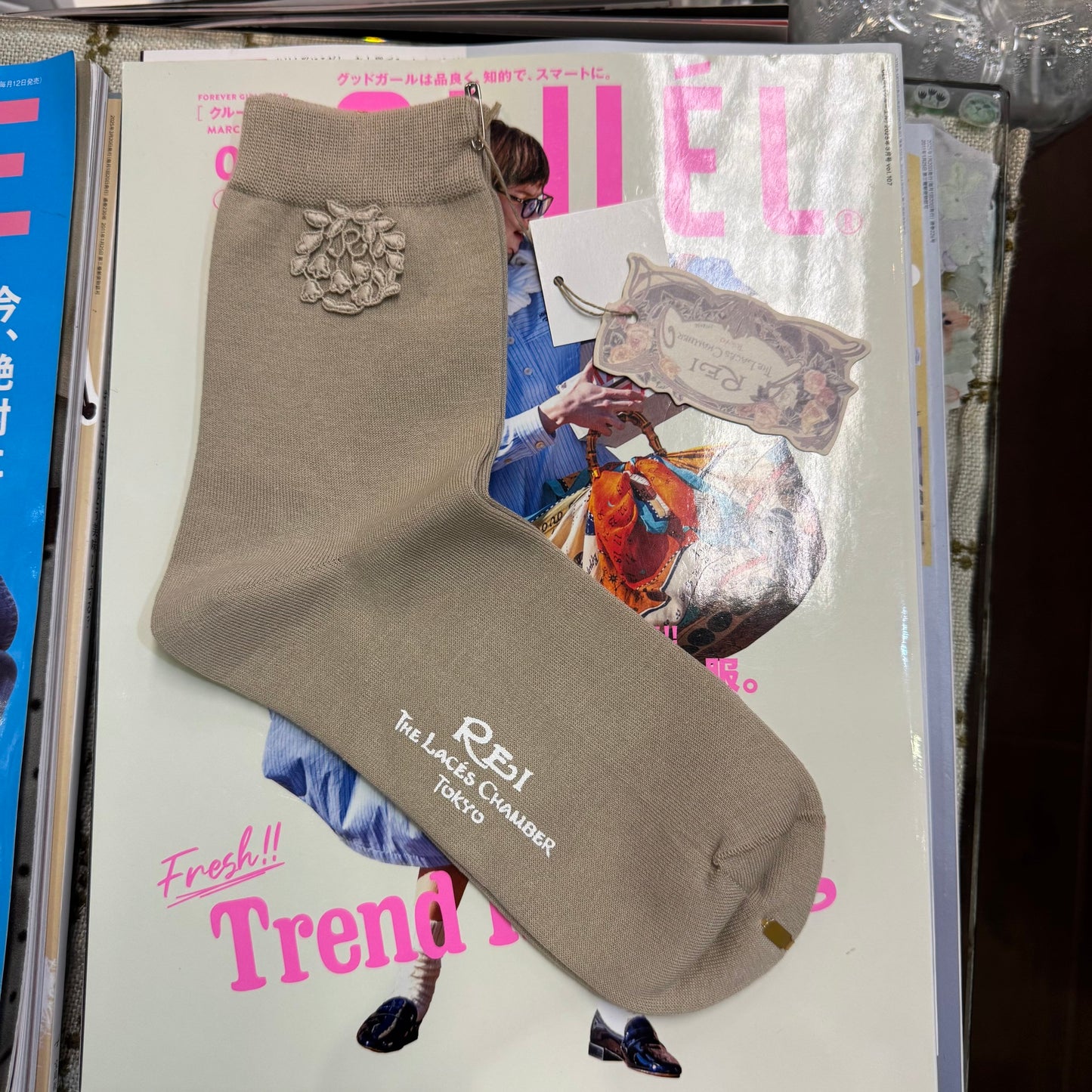 Rei Lily of the Valley Cotton Lace Socks, 5 Colors, made in Japan