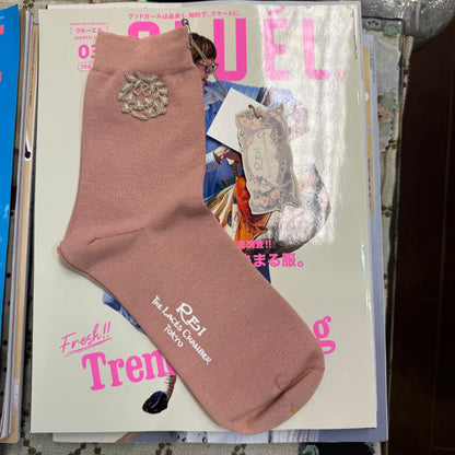 Rei Lily of the Valley Cotton Lace Socks, 5 Colors, made in Japan