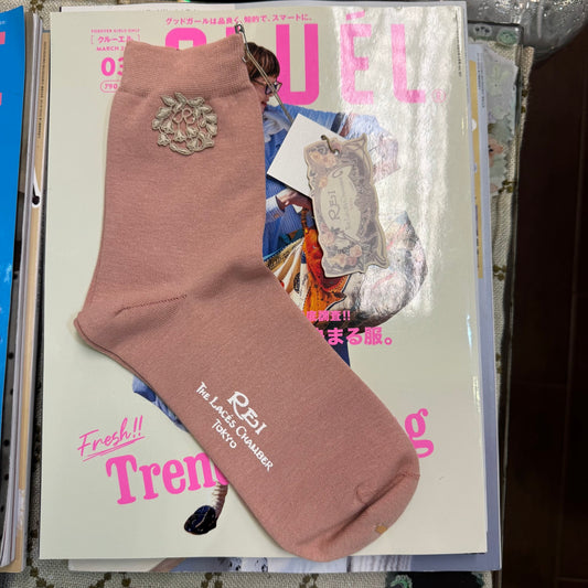 Rei Lily of the Valley Cotton Lace Socks, 5 Colors, made in Japan