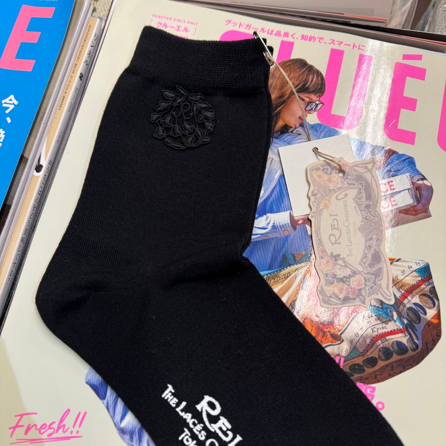 Rei Lily of the Valley Cotton Lace Socks, 5 Colors, made in Japan