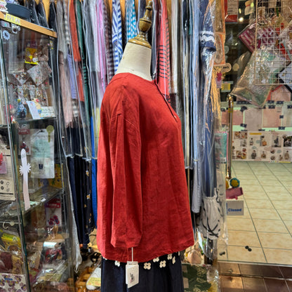 Ina Red Linen 2Way Top, made in Japan