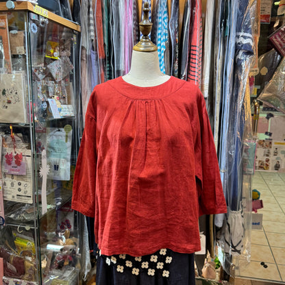 Ina Red Linen 2Way Top, made in Japan