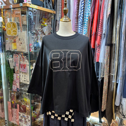 Sale- Estroislose Black 80 Embroidery T-shirt, made in Japan