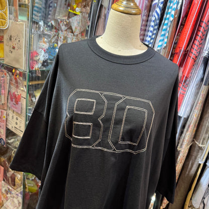 Sale- Estroislose Black 80 Embroidery T-shirt, made in Japan
