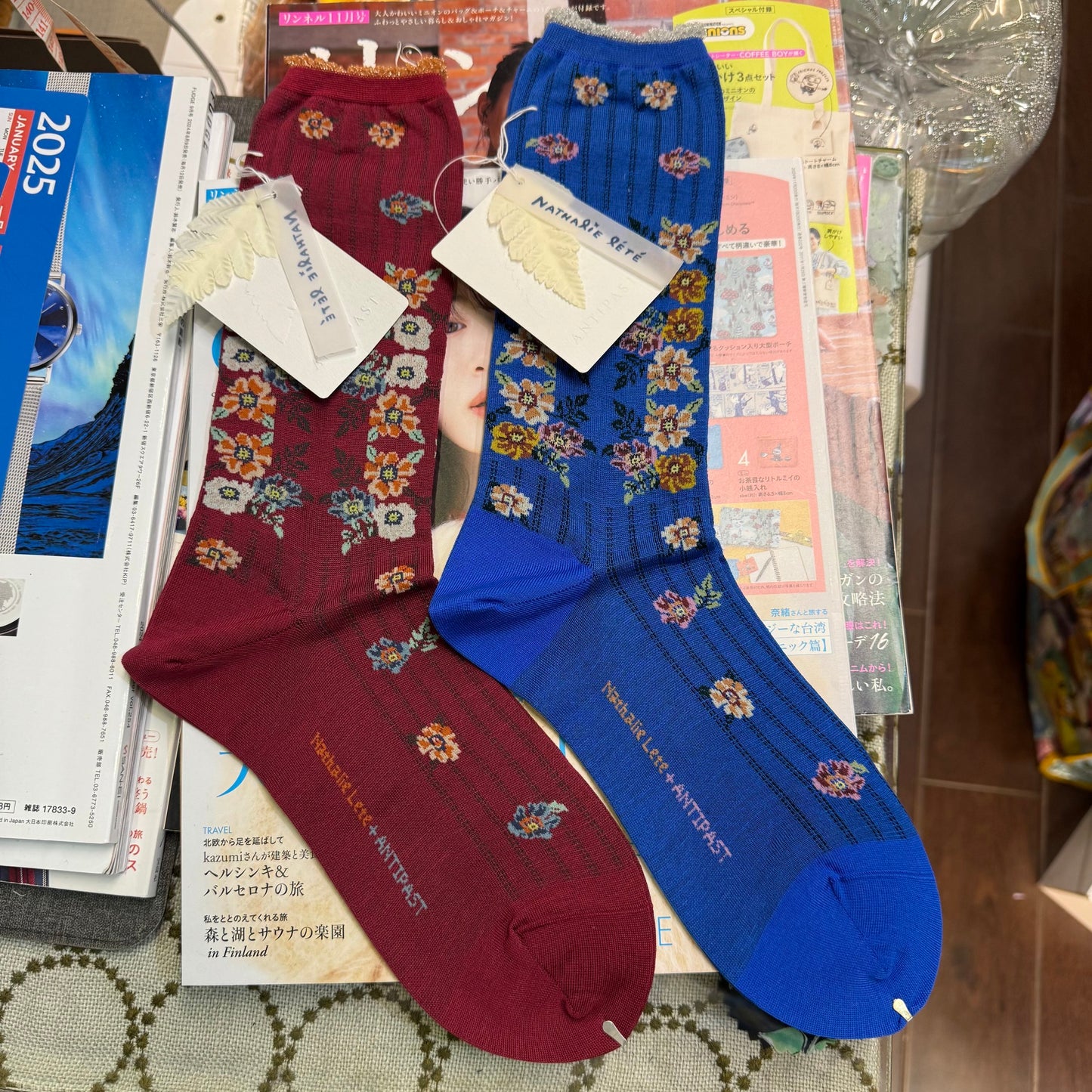 ANTIPAST X Nathalie Lete Floral Socks, 2 Colors, made in Japan