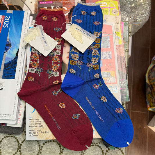 ANTIPAST X Nathalie Lete Floral Socks, 2 Colors, made in Japan