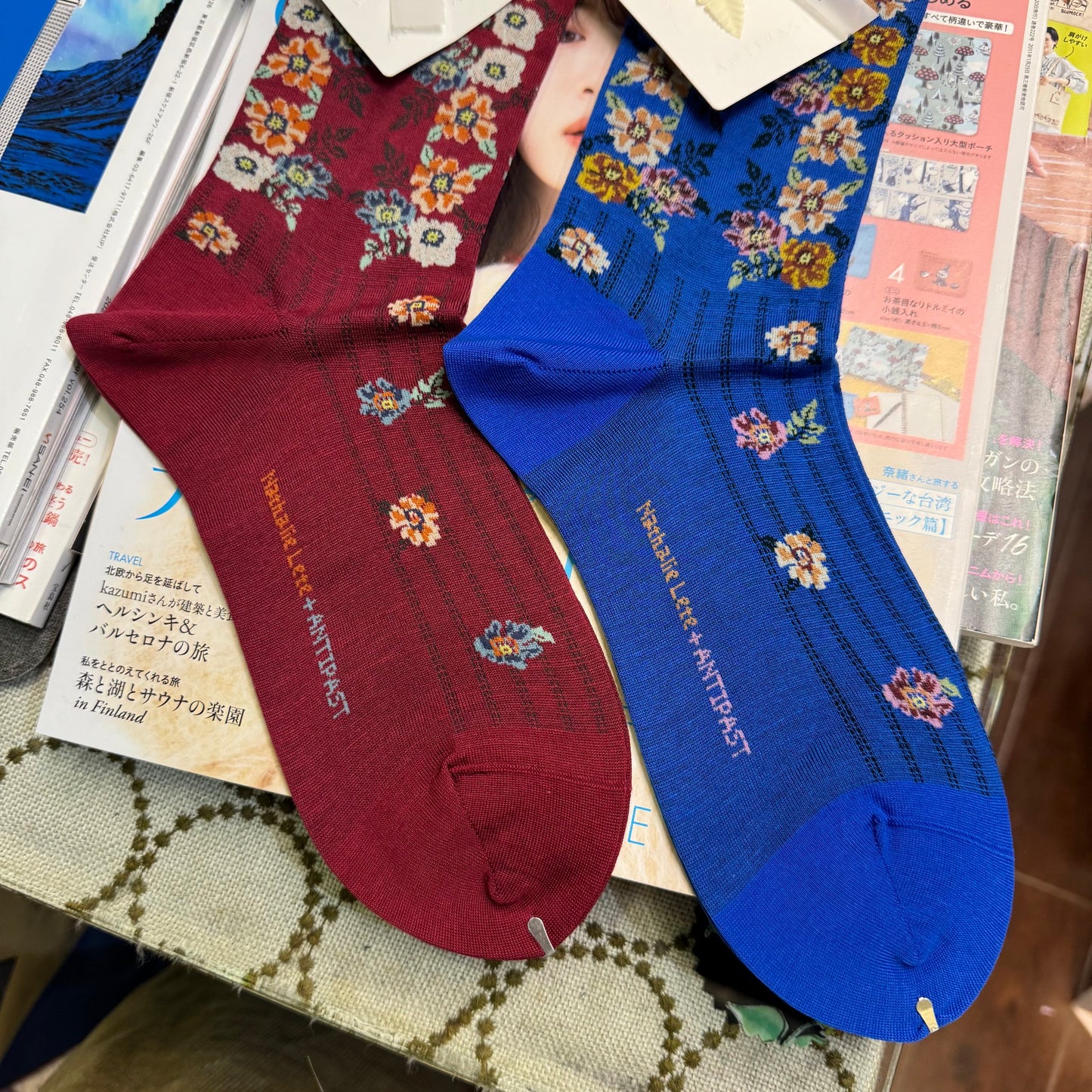ANTIPAST X Nathalie Lete Floral Socks, 2 Colors, made in Japan