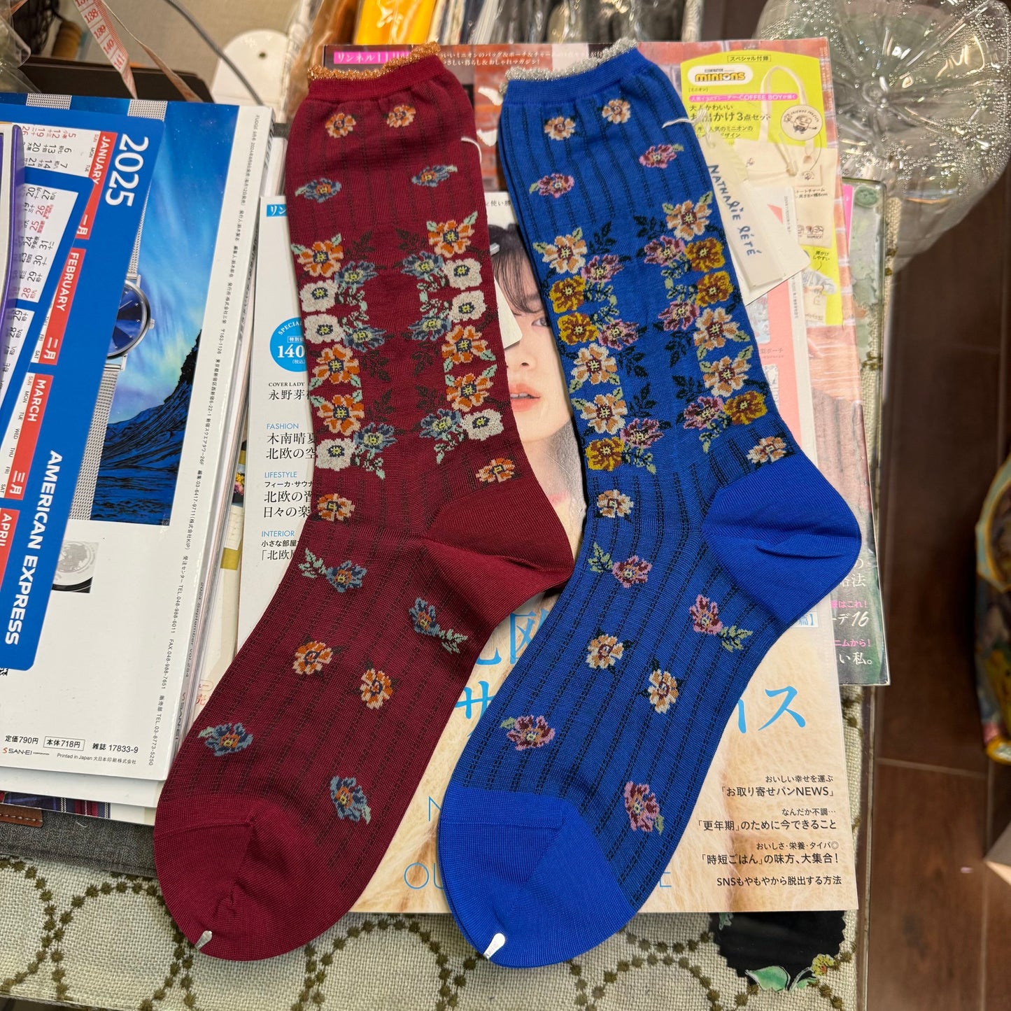 ANTIPAST X Nathalie Lete Floral Socks, 2 Colors, made in Japan