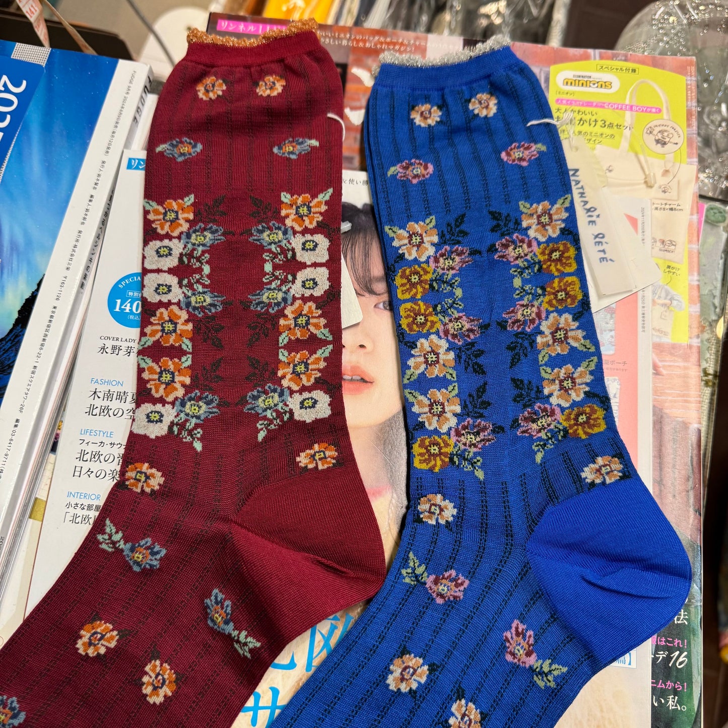 ANTIPAST X Nathalie Lete Floral Socks, 2 Colors, made in Japan