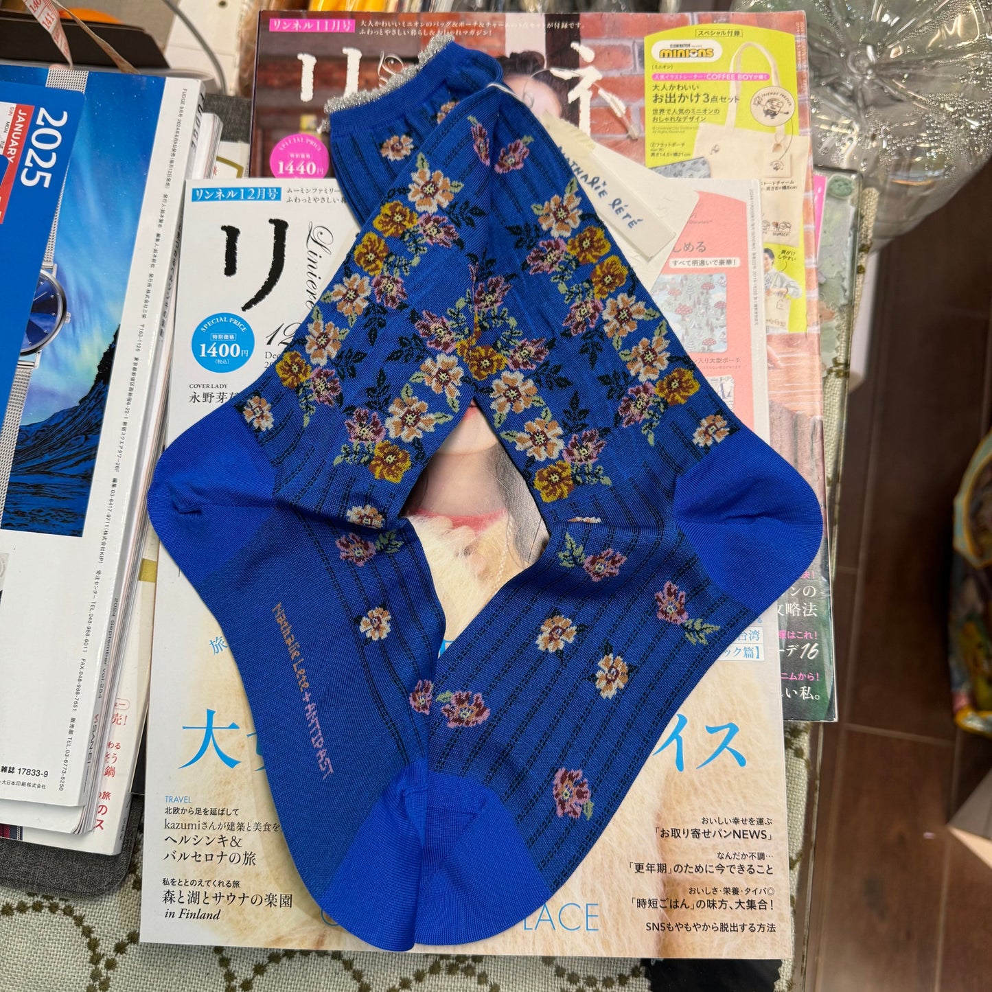 ANTIPAST X Nathalie Lete Floral Socks, 2 Colors, made in Japan