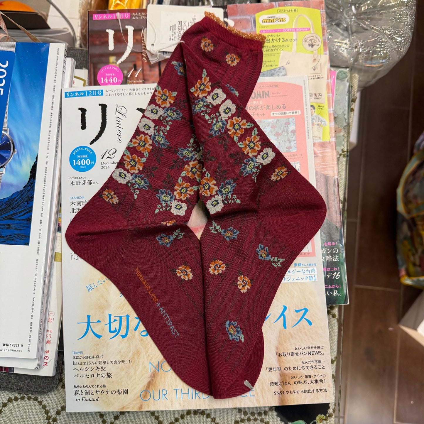ANTIPAST X Nathalie Lete Floral Socks, 2 Colors, made in Japan