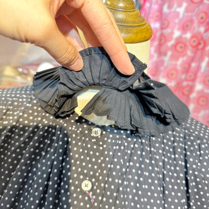PONT DE CHALONS Black Polka Frill Collar Shirt