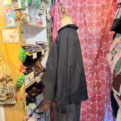 PONT DE CHALONS Black Polka Frill Collar Shirt