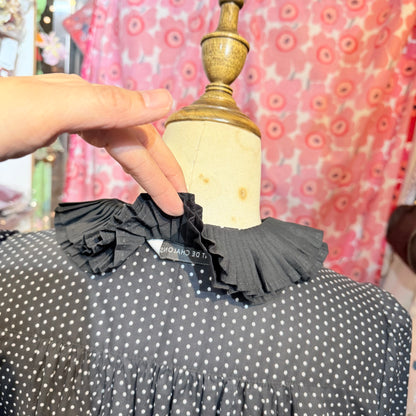 PONT DE CHALONS Black Polka Frill Collar Shirt