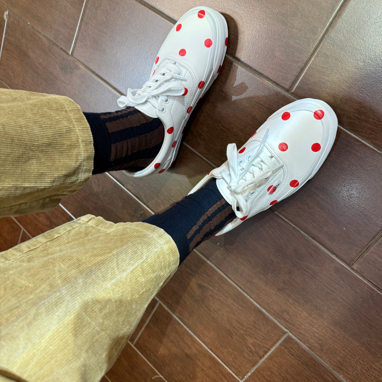 Comme des Garçons Girl X Vans Polka White Leather Sneakers, size JP24.5cm