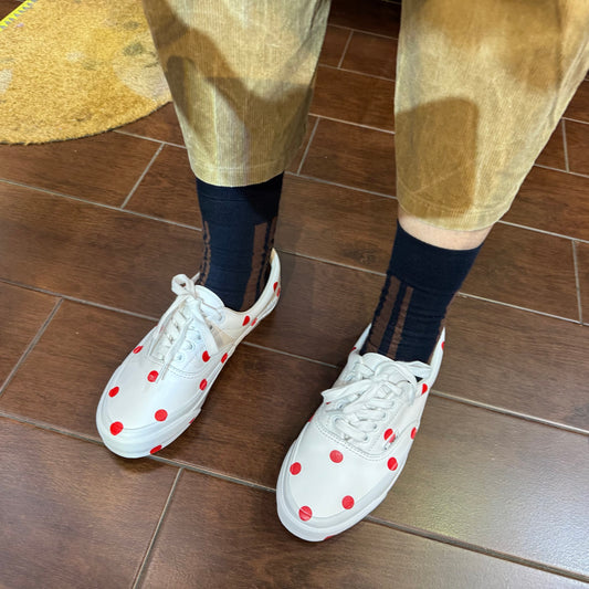 Comme des Garçons Girl X Vans 波点白色皮革运动鞋，尺码 JP24.5cm