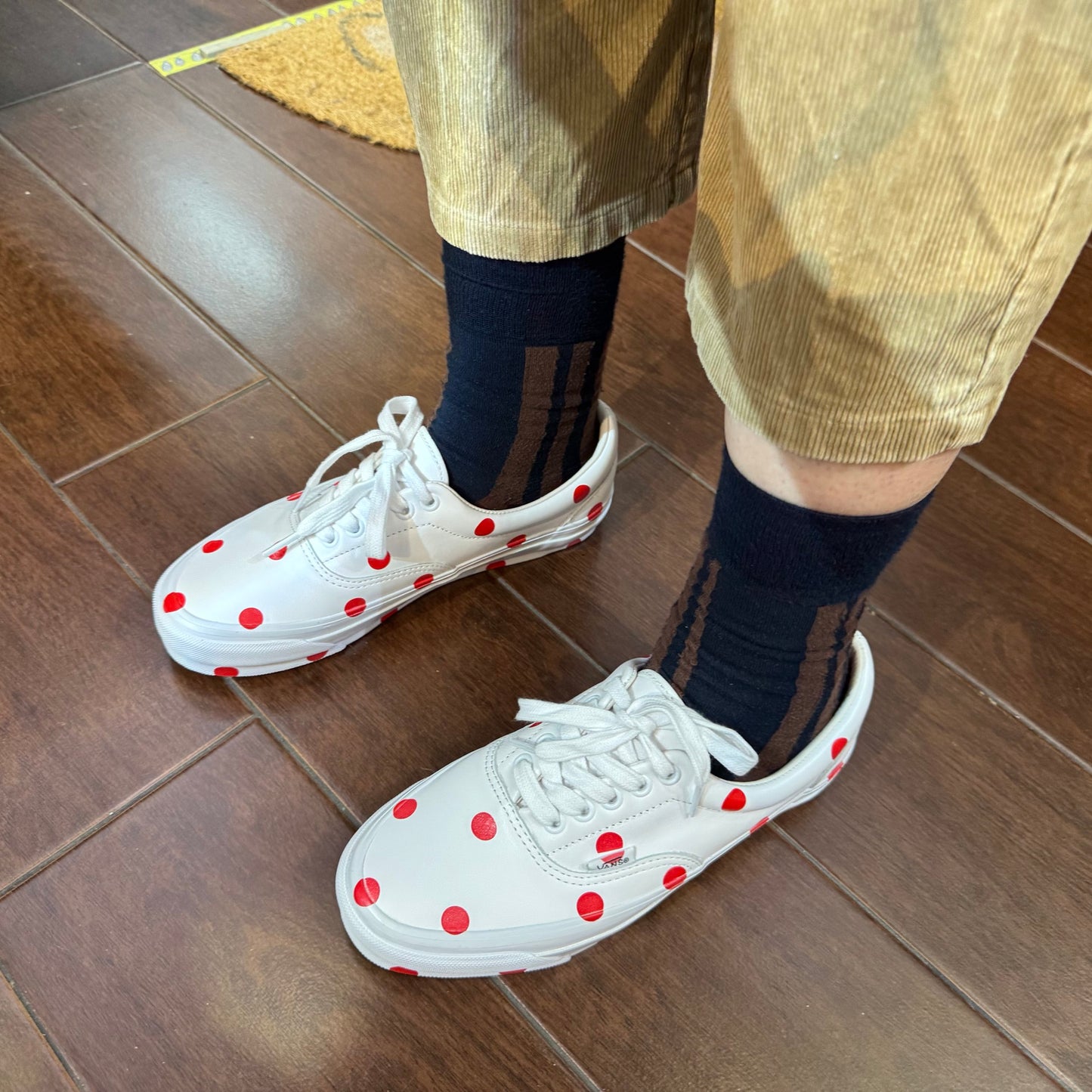 Comme des Garçons Girl X Vans Polka White Leather Sneakers, size JP24.5cm