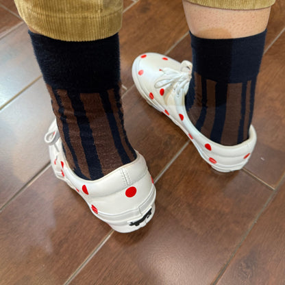Comme des Garçons Girl X Vans Polka White Leather Sneakers, size JP24.5cm