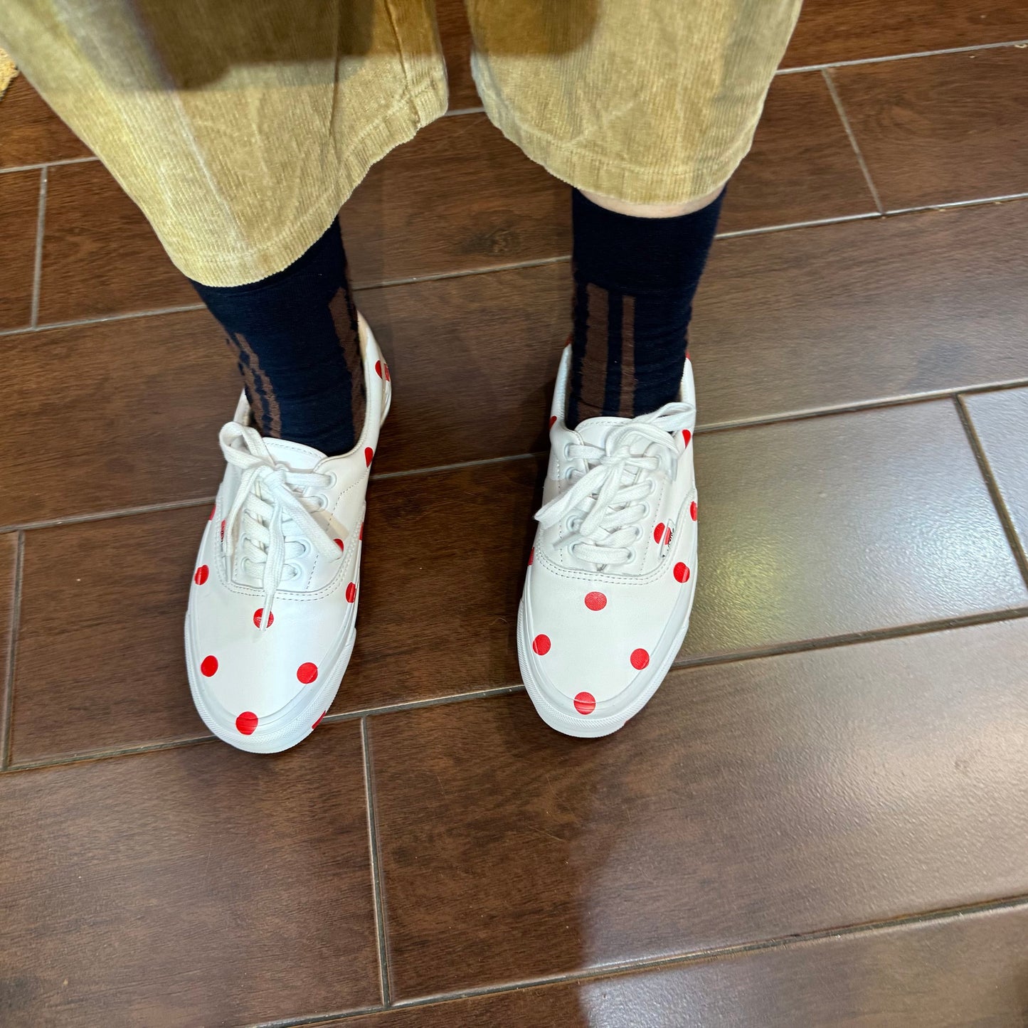 Comme des Garçons Girl X Vans Polka White Leather Sneakers, size JP24.5cm