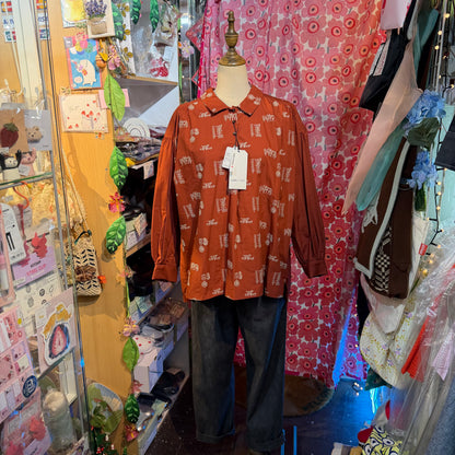 Sale- Lilou and Lily Embroidery Brick Blouse, made in Japan