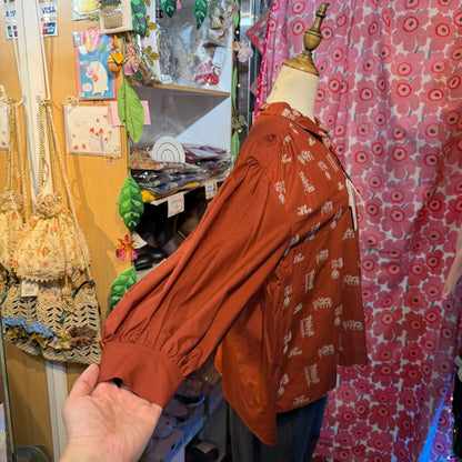 Sale- Lilou and Lily Embroidery Brick Blouse, made in Japan