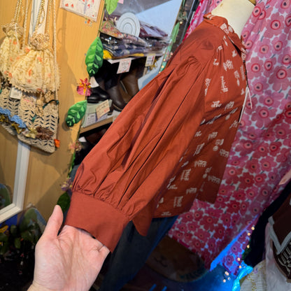 Sale- Lilou and Lily Embroidery Brick Blouse, made in Japan