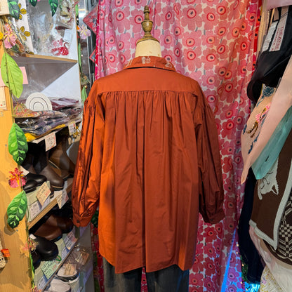 Sale- Lilou and Lily Embroidery Brick Blouse, made in Japan
