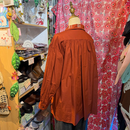 Sale- Lilou and Lily Embroidery Brick Blouse, made in Japan