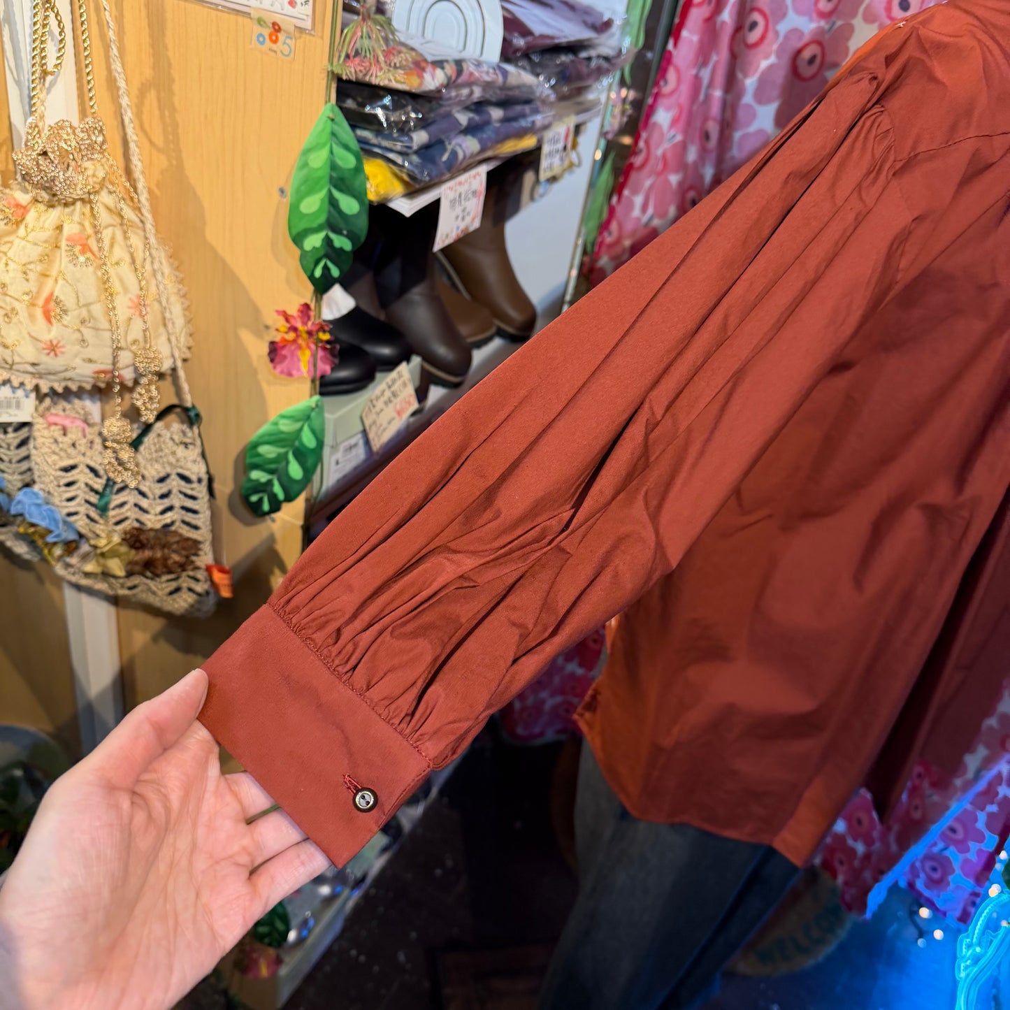 Sale- Lilou and Lily Embroidery Brick Blouse, made in Japan