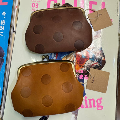 Kanmi Polka Leather Wallet, 2 Colors, made in Japan